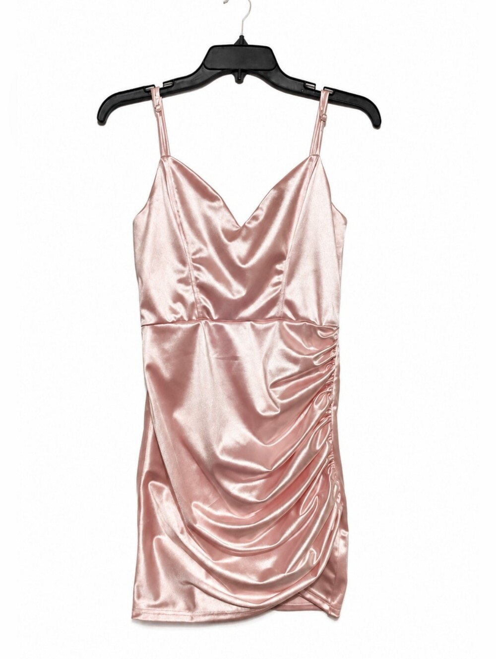 Lucy in the Sky Jo Draped Bodycon V-neck Dress In Pink Juniors Size Medium